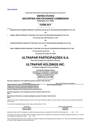 Vorschaubild Ultrapar Participacoes 20-F Jahresbericht 