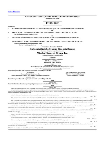 Thumbnail Mizuho Financial Group
 20-F Annual Report 