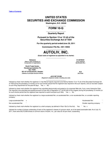 Vorschaubild Autoliv 10-Q Quartalsbericht 2011 