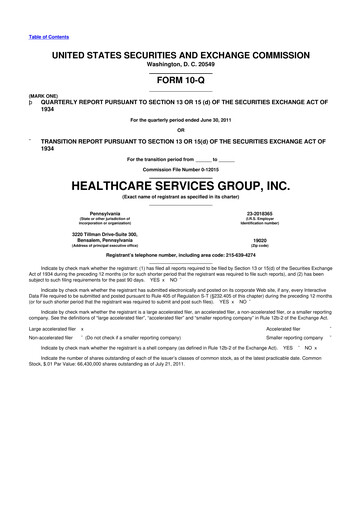 Thumbnail Healthcare Services Group 10-Q Quarterly Report FY2011 