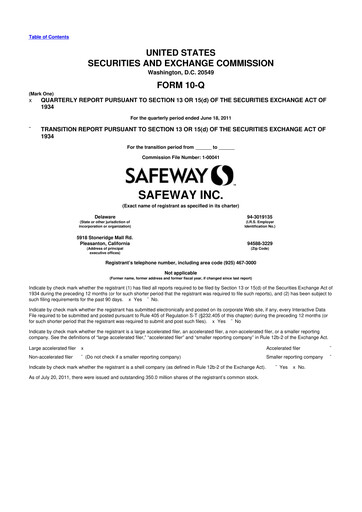 Thumbnail Safeway 10-Q Quarterly Report FY2011 