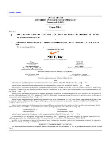 Thumbnail Nike 10-K Annual Report 2011