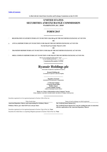 Thumbnail Ryanair 20-F Annual Report 