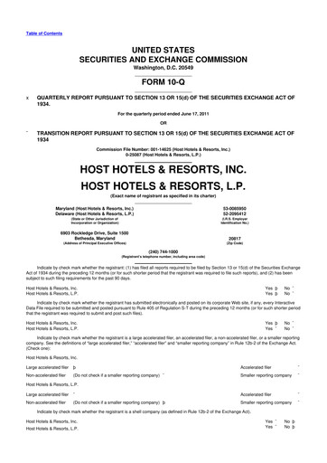 Thumbnail Host Hotels & Resorts
 10-Q Quarterly Report FY2011 