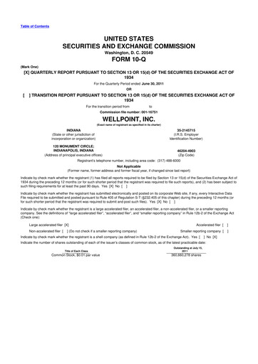 Thumbnail Elevance Health 10-Q Quarterly Report FY2011 