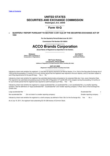 Thumbnail Acco Brands 10-Q Quarterly Report FY2011 