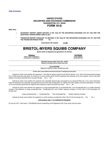 Thumbnail Bristol-Myers Squibb 10-Q Quarterly Report FY2011 