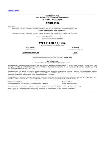 Miniature WesBanco 10-Q Rapport trimestriel  