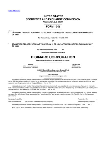 Vorschaubild Digimarc
 10-Q Quartalsbericht 2011 