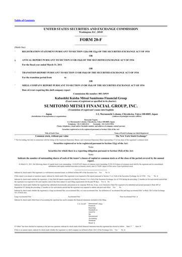 Thumbnail Sumitomo Mitsui Financial Group 20-F Annual Report 