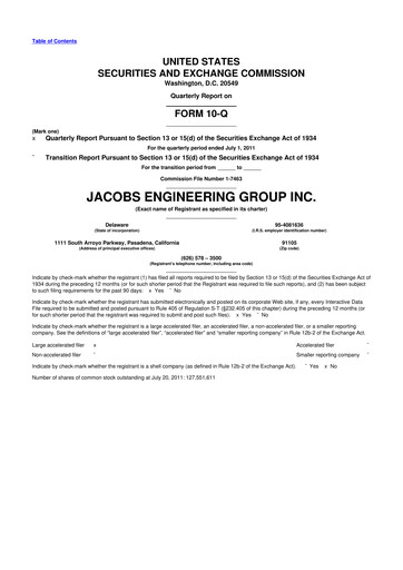 Miniature Jacobs Engineering 10-Q Rapport trimestriel 2011 