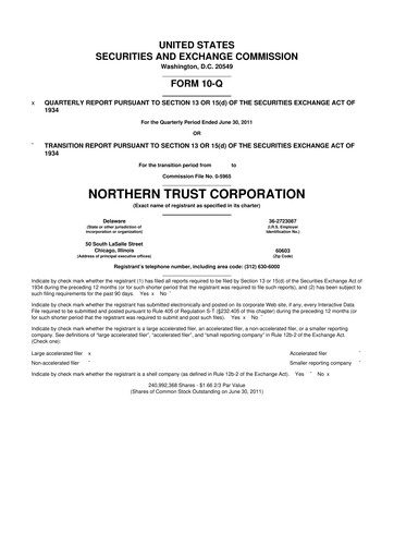 Vorschaubild Northern Trust
 10-Q Quartalsbericht 2011 