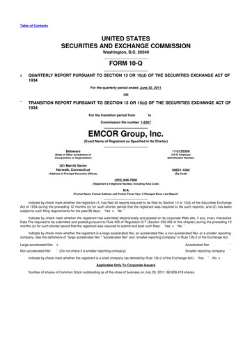 Miniature Emcor 10-Q Rapport trimestriel 2011 