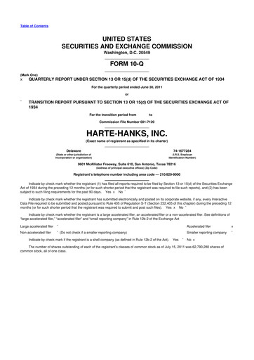 Miniature Harte Hanks 10-Q Rapport trimestriel 2011 