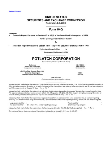 Thumbnail PotlatchDeltic
 10-Q Quarterly Report FY 
