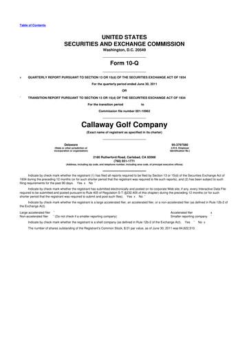 Thumbnail Callaway Golf Company 10-Q Quarterly Report FY2011 