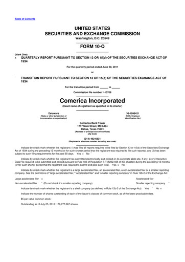 Vorschaubild Comerica 10-Q Quartalsbericht 2011 