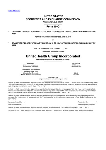 Thumbnail UnitedHealth 10-Q Quarterly Report FY2011 