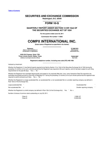 Thumbnail CompX International 10-Q Quarterly Report FY2011 