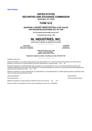 Thumbnail NL Industries 10-Q Quarterly Report FY2011 