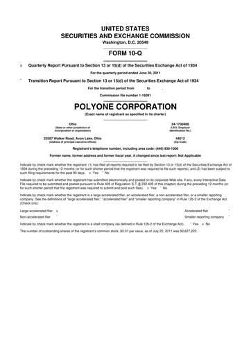 Miniature Avient 10-Q Rapport trimestriel 2011 