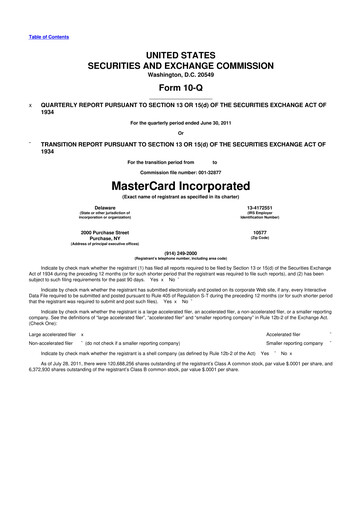 Vorschaubild Mastercard 10-Q Quartalsbericht 2011 