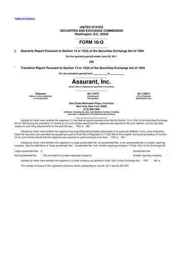 Thumbnail Assurant 10-Q Quarterly Report FY2011 