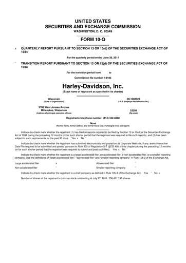 Thumbnail Harley-Davidson
 10-Q Quarterly Report FY2011 