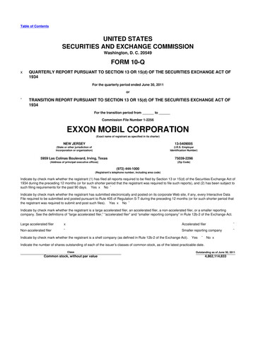 Thumbnail Exxon Mobil 10-Q Quarterly Report FY2011 