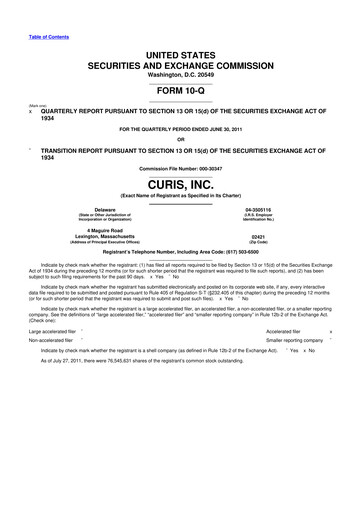 Thumbnail Curis 10-Q Quarterly Report FY2011 