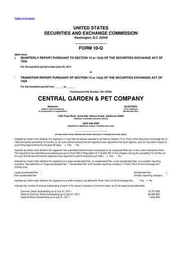 Miniature Central Garden & Pet 10-Q Rapport trimestriel 2011 