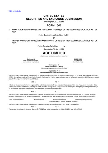 Vorschaubild Chubb 10-Q Quartalsbericht 2011 