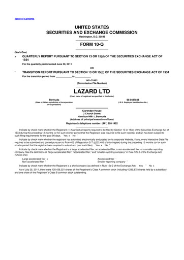 Thumbnail Lazard 10-Q Quarterly Report FY2011 