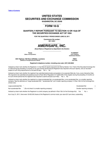 Thumbnail AMERISAFE 10-Q Quarterly Report FY2011 