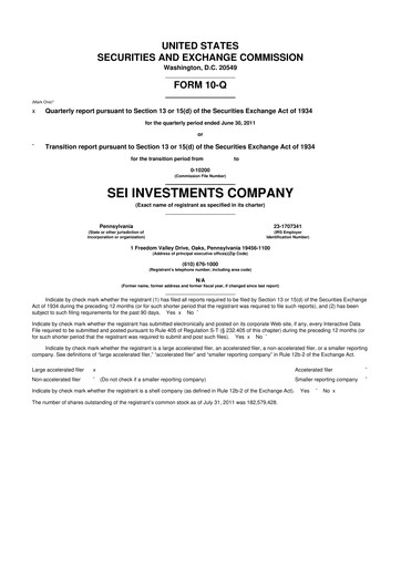 Thumbnail SEI Investments 10-Q Quarterly Report FY2011 