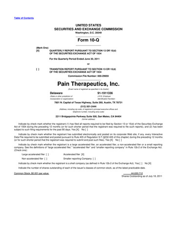 Thumbnail Cassava Sciences
 10-Q Quarterly Report FY2011 