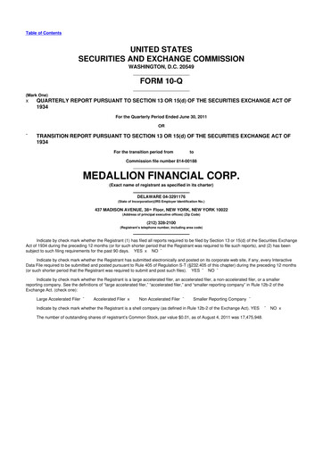 Thumbnail Medallion Financial Corp. 10-Q Quarterly Report FY 