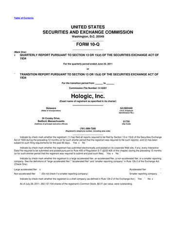Miniature Hologic 10-Q Rapport trimestriel 2011 