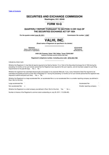 Thumbnail Valhi 10-Q Quarterly Report FY2011 