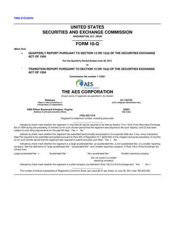 Miniature AES 10-Q Rapport trimestriel 2011 