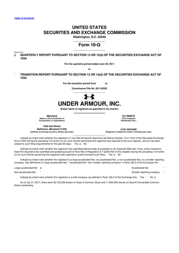 Vorschaubild Under Armour
 10-Q Quartalsbericht 2011 