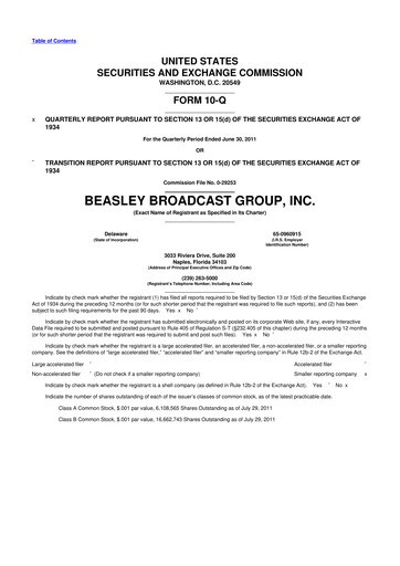 Thumbnail Beasley Broadcast Group
 10-Q Quarterly Report FY2011 