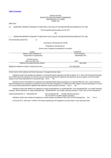 Miniature Philip Morris International 10-Q Rapport trimestriel 2011 