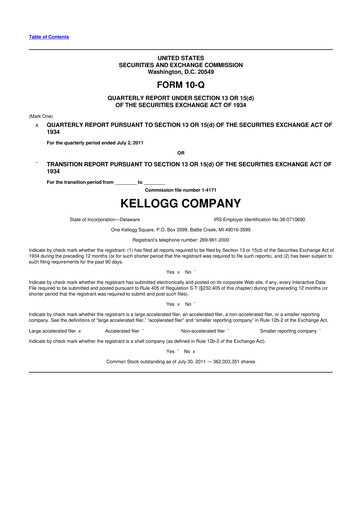 Thumbnail Kellanova 
 (Kellogg's) 10-Q Quarterly Report FY2011 