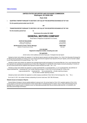 Thumbnail General Motors 10-Q Quarterly Report FY2011 