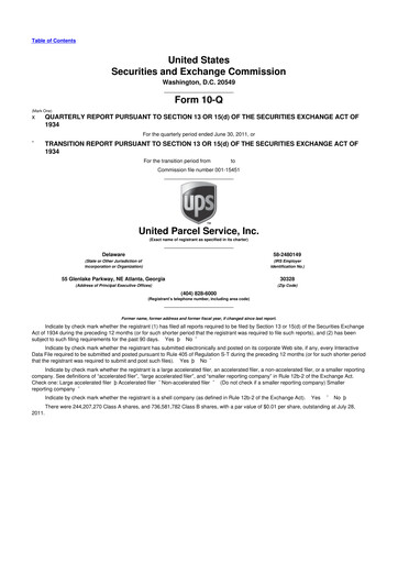 Miniature United Parcel Service 10-Q Rapport trimestriel 2011 
