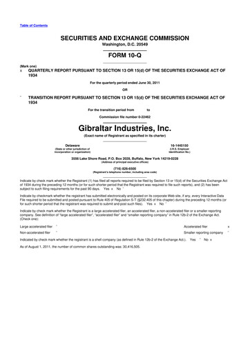 Thumbnail Gibraltar Industries
 10-Q Quarterly Report FY2011 