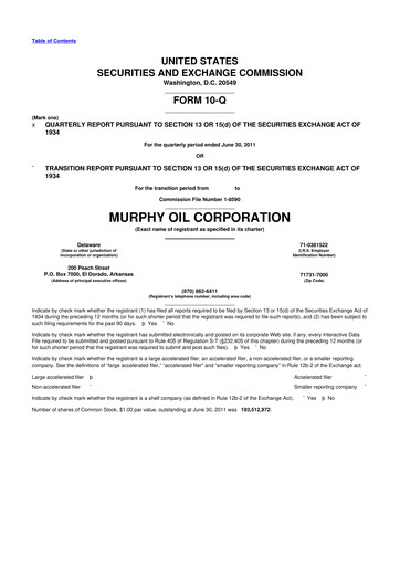 Thumbnail Murphy Oil
 10-Q Quarterly Report FY2011 