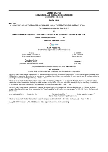 Thumbnail Mondelez International 10-Q Quarterly Report FY2011 