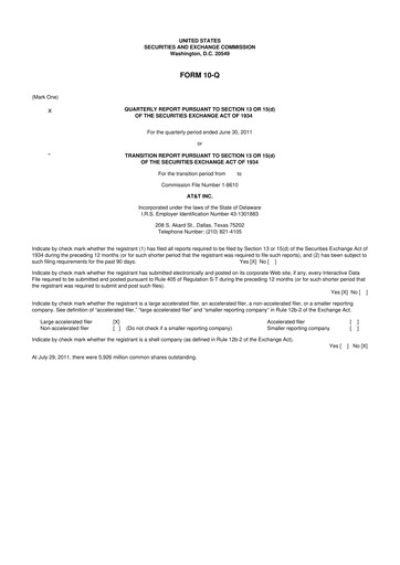 Thumbnail AT&T 10-Q Quarterly Report FY 
